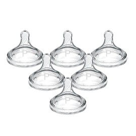 Dr. Brown's Natural Flow® Preemie Flow™ - Tetina de silicona para biberón, flujo más lento, 0 m+, 100% silicona, 6 unidades