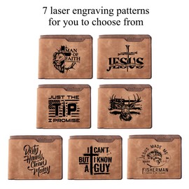 Kasutoo Men's PU Wallet Multiple Card Slots, Id Window with Laser Engraving Pattern (American Flag Deer)