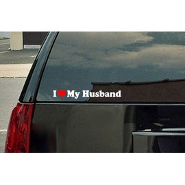 Stickermatic I Love My Husband Vinyl Decal - White with a red heart