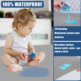 Waterproof Mattress Protector Twin Size, 2 Pack Breathable Mattress Cover, Fitted Deep Pocket Mattress Pad Cover Stretches up to 21 Inches, Soft Noiseless Bed Cover