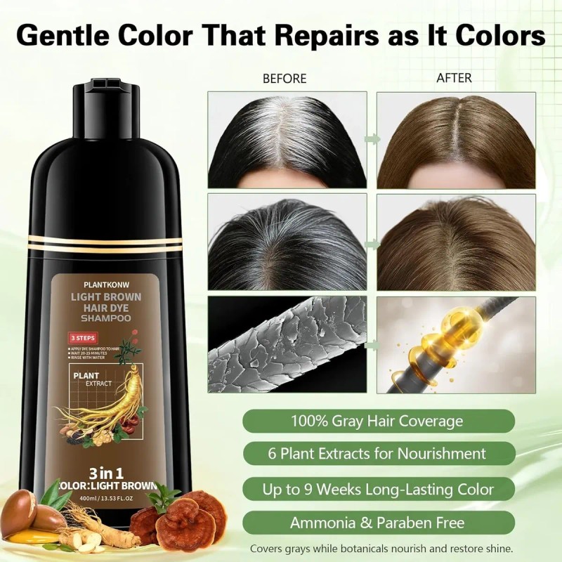 Champú Tinte Cabello Castaño Claro Semipermanen