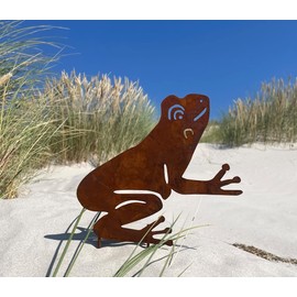 LB H&F Lilienburg Rust Stake, Garden Decoration, Flower Bed Stake, Metal Pond Decoration, Garden Pond, Mini Pond (Garden Stake Frog)