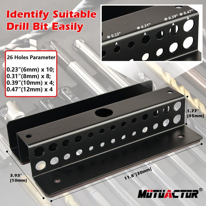 MUTUACTOR Magnetic Drill Bit Organizer,No Drilling Magnet Impact Drill Bit