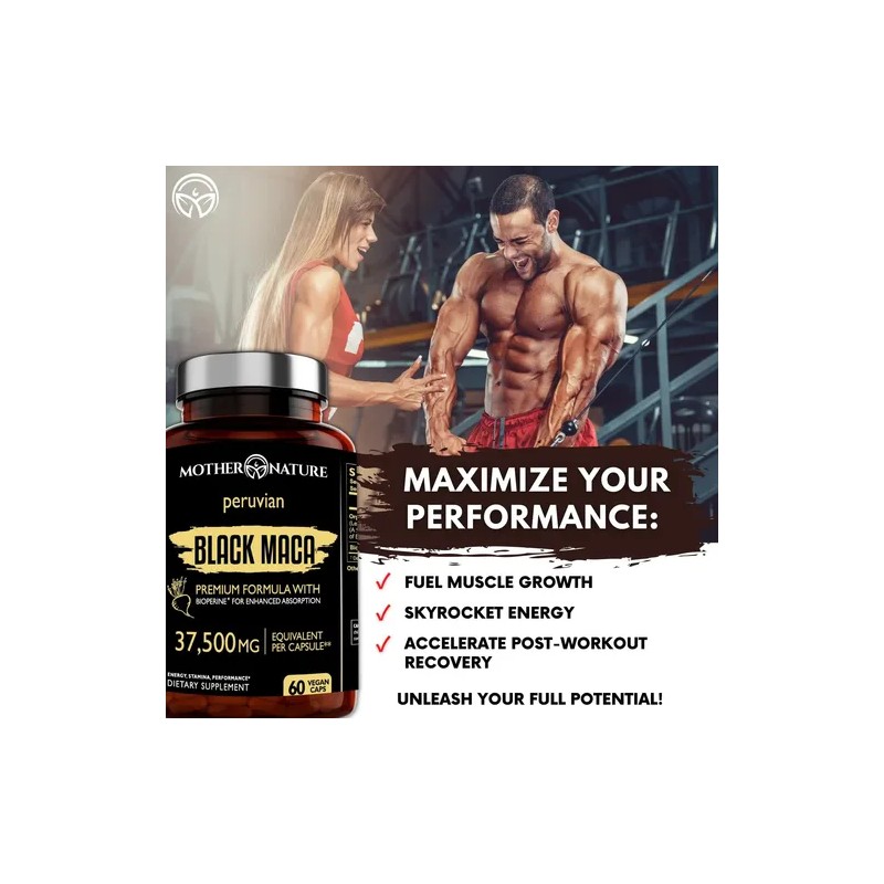 Black Maca Root 50:1 Extract 37,500 Mg 60 Cápsulas
