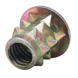 VXB M4 10mm Zinc Alloy Threaded  Spiked Wood Caster Insert Nut with Flanged round Dr