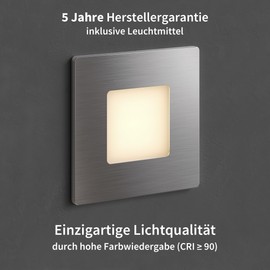 Scandinavian home Set of 3 Recessed Wall Spotlights, LED Stair Lighting, 230 V, 1 W, Warm White Outdoor IP65, 100 lm, 3000 K, CRI90, Stainless Steel Stair Lighting for Flush-Mounted Boxes/Device