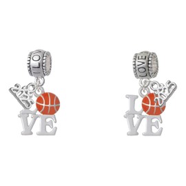 Delight Jewelry Love with Basketball - I Love You/Love You More Charm Beads (Set of 2)