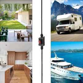 FUAUJUE Inline Cord Switches with 1.31FT 16AWG Cable Piggyback (3-core Bare Wire) Cord On/Off, AC 110-240V Inline Power Switchs with Red Rocker Button for caravans, Kitchens or Other Equipment(AC).