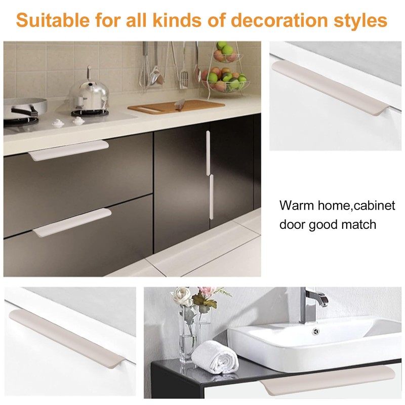 MOROBOR Finger Edge Pull, 8pcs Concealed Handle Modern Style Drawer