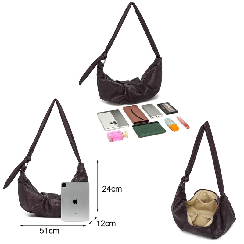 Ruched Shoulder Underarm Purses for Women Dumpling Large Hobo Bags