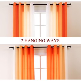 L.Z.E Orange and White Ombre Privacy Curtains 72 Inch Length 2 Panels Set Orange Light Filtering Non-See-Through Curtains & Drapes for Living Room Bedroom Grommet Top Short (55" W x 72" L)