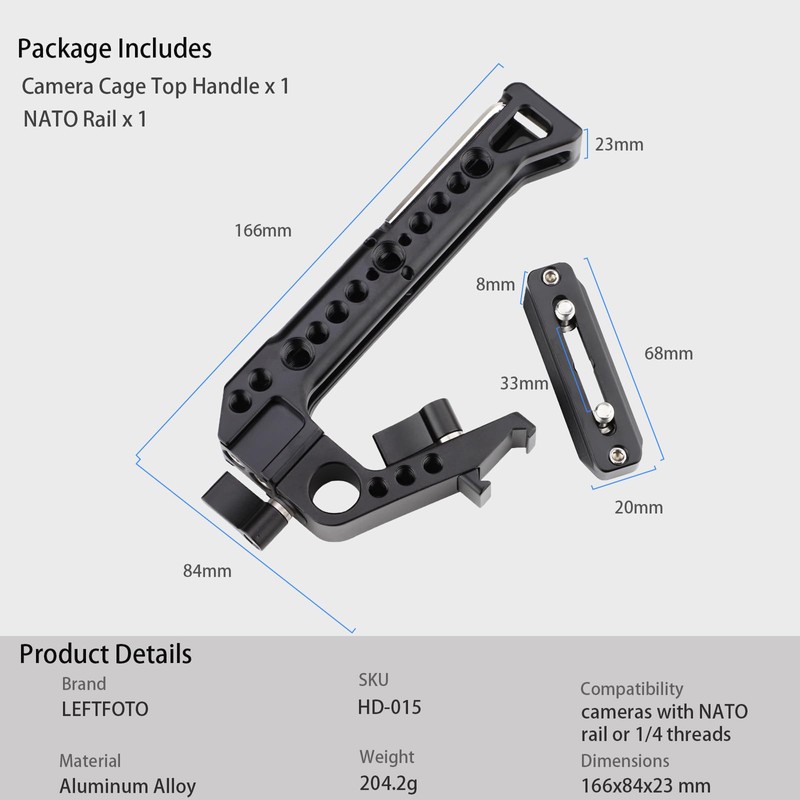 LEFTFOTO Nato Rail with 7mm NATO Rail for DLSR Camera