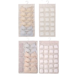 (Set of 2, 4 pockets with different layouts on each side) Double-sided storage hangers, bra storage, closet organization, underwear storage, space-saving, lightweight and durable (24+36pockets)