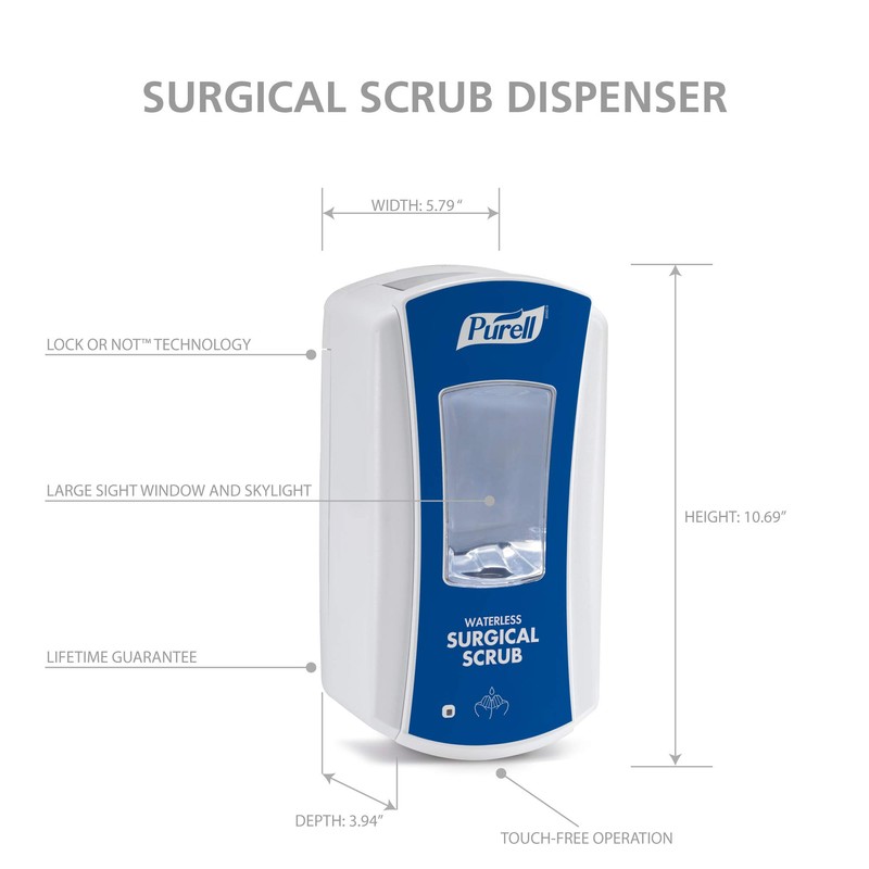 PURELL LTX-12 Touch-Free Waterless Surgical Scrub Dispenser, Blue, for 1200