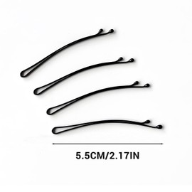 100-Pack 5.5cm Black Curved Bobby Pins - Sturdy metal w/anti-slip grip, ideal for curls, buns & French twists. Includes transparent case