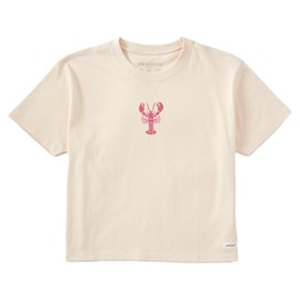 Life is Good. Women's Lobster Claws Short Sleeve Crusher Boxy Tee, Putty White, Large