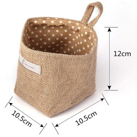 4Pcs Wall Hanging Storage Bags, Hanging Storage Bags Cotton Linen Storage Basket Foldable Wall-Hanging Basket Family Organizer Box Decorative Bag for Dining Room Kitchen Wall Door Closet