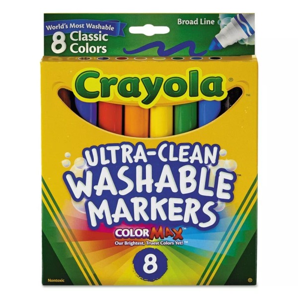 Crayola 587808 Broad Tip Ultra-Clean Washable Markers - Assorted (8/Set)