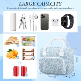 BuyCard Women's Lunch Bag, 8.2 L Large Insulated Lunch Box, Cool Bag, Adjustable Shoulder Strap, Thermal Bag, Lunch Bag, Waterproof & Oil-proof Cool Bag for Work, School, Picnic & On the Go