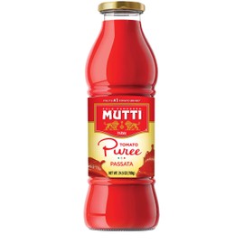 Mutti Tomato Puree (Passata), 24.5 oz. | 12 Pack | Italy’s #1 Brand of Tomatoes | Fresh Taste for Cooking | Canned Tomatoes | Vegan Friendly & Gluten Free | No Additives or Preservatives