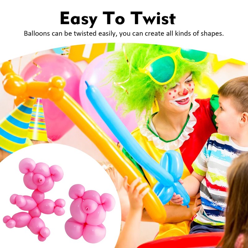 Rimobul Solid Color Twisting Balloons - Pack of 100 (Pink)