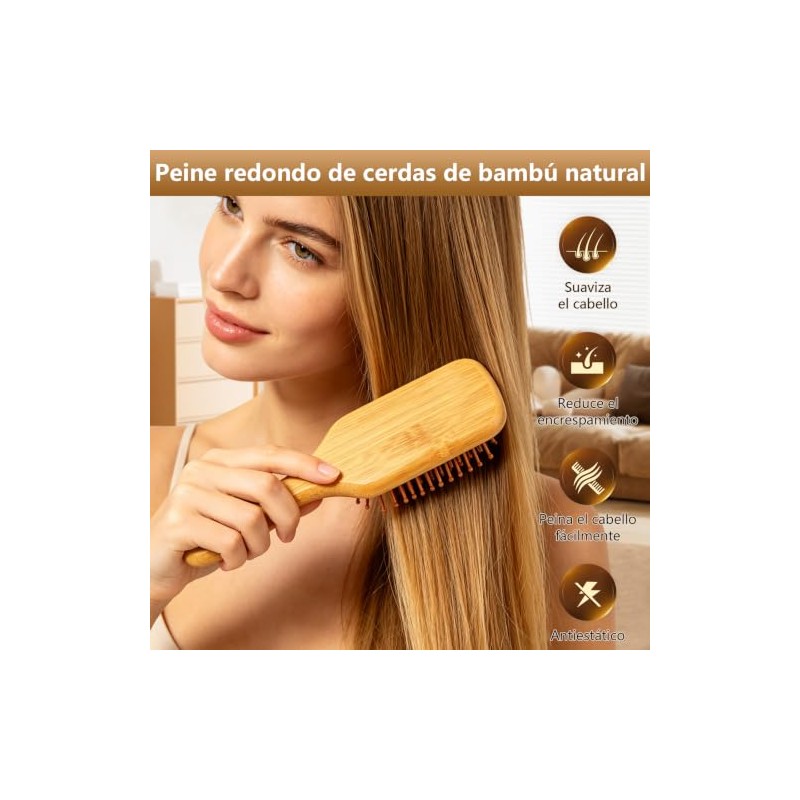 Peine para Masaje con Bolsa De Aire Antiestático,Cepillo De Bambú