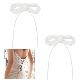 AHANDMAKER 2 Bundle 78.7 Inches Women's Tie Back for Wedding Bridal Gown, 0.2 Inch White Adjustable Lace up Dress Cord Back Corset Ribbon Replacement, Lacing Cord for Zipper Replacement or Buttons