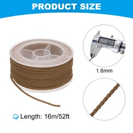 sourcing map Nylon Thread Twine Beading Cord, 52ft 1.6mm Nylon Braided Bracelets String Cord Rope for Jewelry Making DIY Crafts Necklaces, Light Tan
