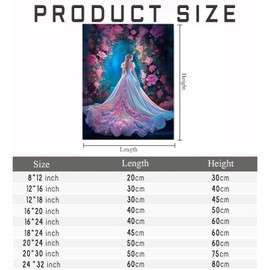 NSUAJOF 5D Fantasy Wedding Dress Diamond Painting Kits - Adult Beginner's DIY Full Round Diamond Crystal Wedding Dress Art Set, for Home Wall Decor and Creative Gift 8X12 Inch