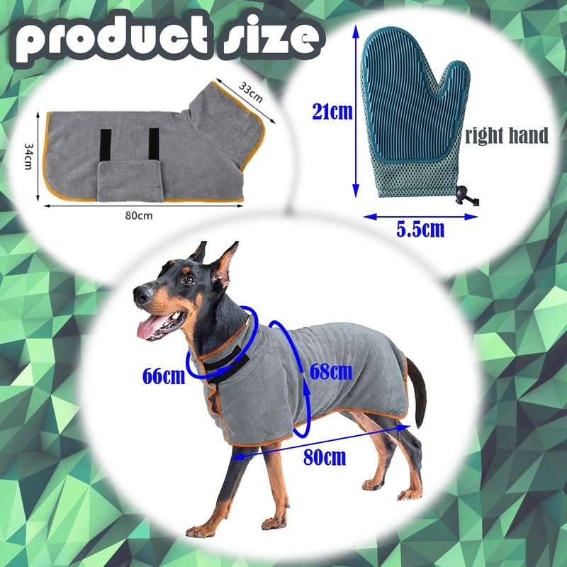 DKDDSSS Dog Bathrobe, Absorbent Bathrobe Dog with Velcro Fasteners, Microfibre
