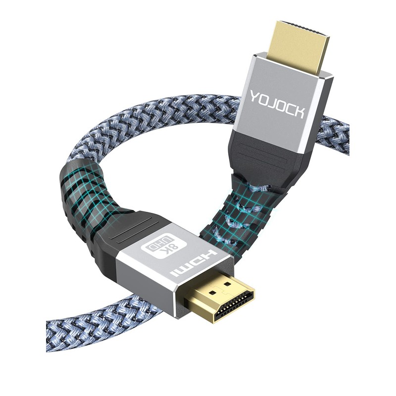 YOJOCK HDMI Cable, 2m 8k (60Hz) 4K (120Hz) 48Gbps Ultra