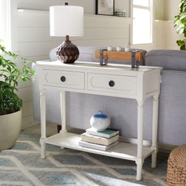 Safavieh Home Collection Allura Distressed White 2-Drawer Bottom Shelf Console Table