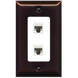 RiteAV Decorative 2 Port Cat5e Ethernet Wall Plate - 1 Gang Bronze/White