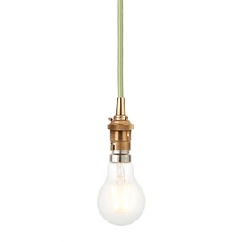 ENDON 111513 Eltham Pendant Light, Green, Antique Brass