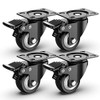 2 inch Swivel Caster Wheels,Heavy Duty Plate Casters with Safety Brake Total Capacity 600lbs (pack of 4)
