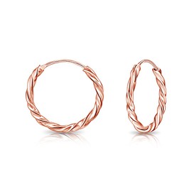 DTPsilver - Round Hoop Earrings Twisted Earrings 925 Sterling Silver Rose Gold Plated - Small/Medium/Large - Thickness 1.8 mm - Diameter: 10, 12, 14, 16, 18, 20, 30, 40, 50 mm, Sterling Silver