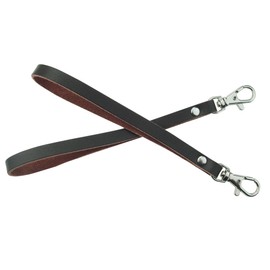 MYIW 2 pieces Genuine Leather Wrist Strap for Wallet Clutch Wristlet Purse Keys Keychain Pouch (dark brown)