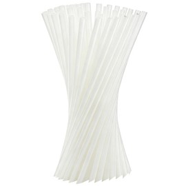 Xyedyaup 100 Pcs Clear Drinking Straws Reusable 210 mm × 6 mm Cocktail Straw White Piercing Straws