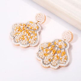 Shell Beaded Earrings Pearl Rhinestone Seashell Drop Dangle Earrings Boho Tropical Summer Beach Earrings Fashion Southern Statement Jewelry Gift (sea shell earrings A)