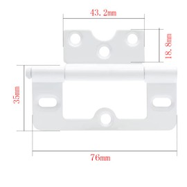 3 Inch Non-Mortise Door Hinges Chest Hinges Box Hinges Heavy Duty Vintage Furniture Hardware, Pack of 4, White