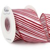 Ribbli Candy Cane Ribbon Red and White Stripe Wired Satin,2-1/2
