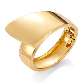 ENSKEFEN Chunky Wide Gold Bangle Bracelets for Women Trendy Polished Gold Hinged Cuff Bangles Bold Statement Bracelet Heavy Thick Wrist Wrap Arm Cuff Bracelet