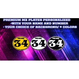 FACTORY BACKING vintage motocross backgrounds Sticker Ovals YOUR # YOUR NAME C42617