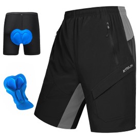 Men's Mountain Bike Shorts 3D Padded Lightweight Bicycle Cycling MTB Bike Shorts-Baggy & Comfy(Black XXL)