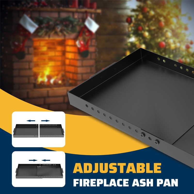 Pearwow Rectangle Fireplace Tray Small Size,13" Front to Back Adjustable