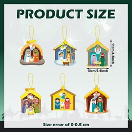 ReliThick 30 Sets Nativity Scene Craft Kit for Kids Nativity Crafts Stick Ornament Religious Crafts Kit Christian Christmas Tree Ornament Crafts with Rope for Kids Classroom Party Favors Supplies