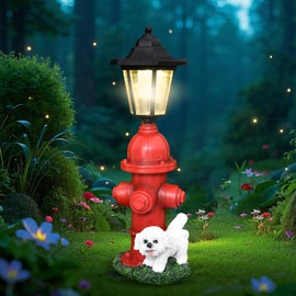 JIALINXIA Solar Garden Outdoor Decor Funny Teddy & Fire Hydrant Statue with Lights, Outside - Charming Outdoor Decorations for Patio Yard Lawn Walkway Ornaments Ideal Gifts for Nature Enthusiasts