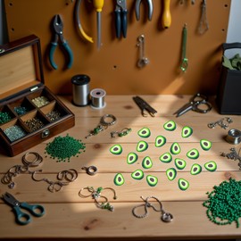 JJLFresheners 100 Pcs Medium Green Round Polymer Clay Bead Set for Jewelry Making