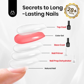 beetles Gel Polish Beetles 4 Pcs 15ml Base Gel and Top Coat Kit with 20ml Nail Dehydrator and Primer, Professional Nail Prep Acid-Free & Hema-Free Dehydrate Bond Primer Set for Acrylic Nail Manicure Gift for Women