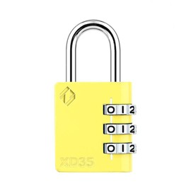 [ZARKER XD35] Small and Heavy Duty 3-Digit Combination Padlock Different Design Defferent Colors and Strong Metal Locking Mechanism - Yellow 1pack